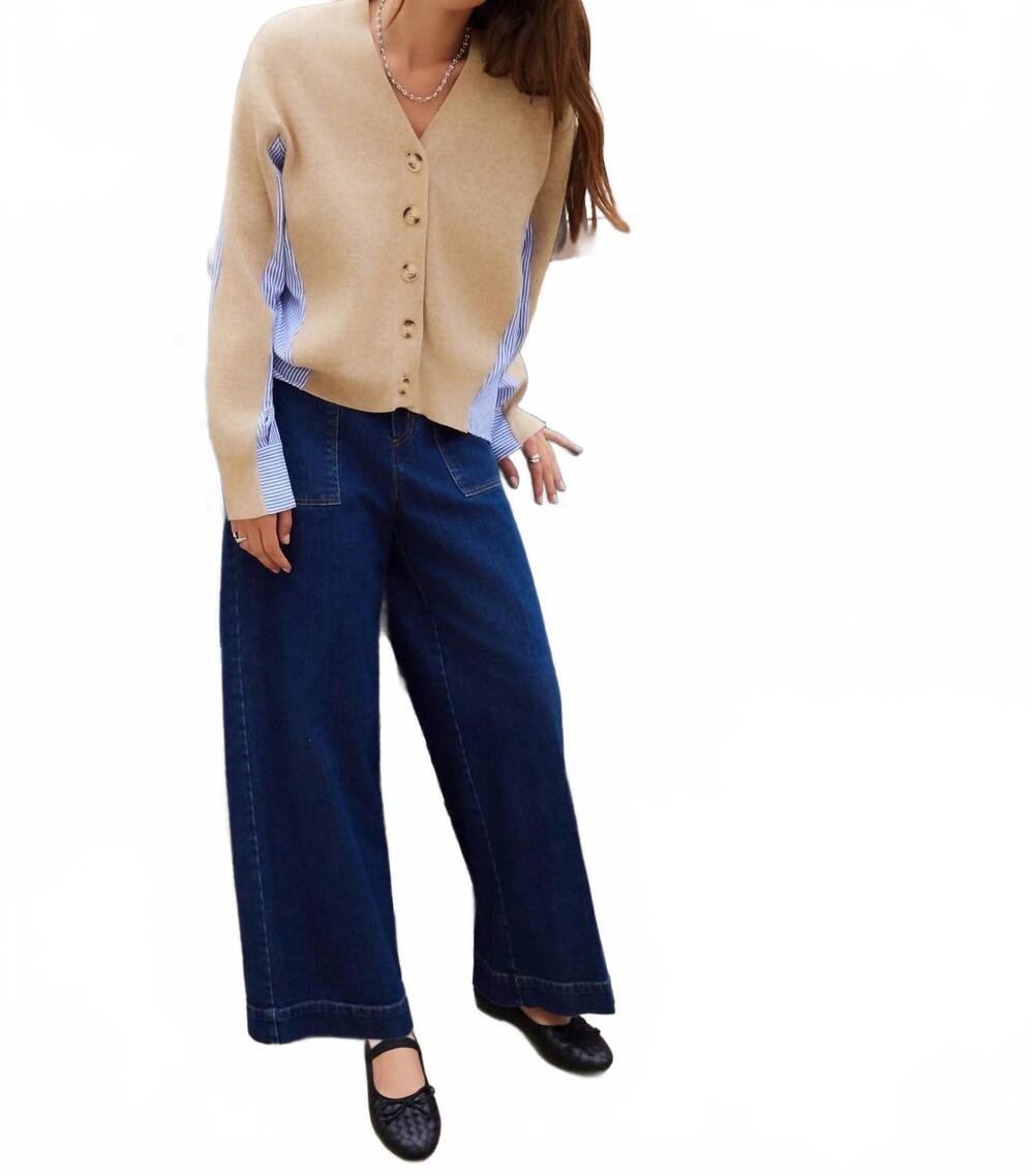 NEW FIFTEEN TWENTY celine mixed media cardigan in oatmeal